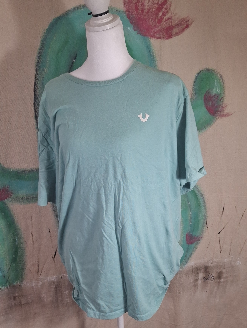 True Religion Mens Mint Green Light Blue Short Sleeve Logo Tee